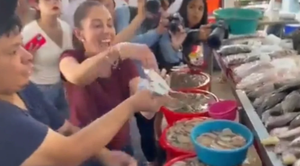 Jaiba «muerde» a Claudia Sheinbaum durante visita a Tampico