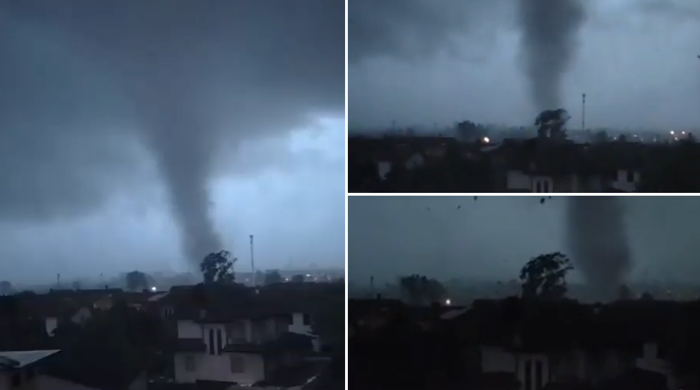 Tornado y río de hielo causan estragos en Lombardía, Italia