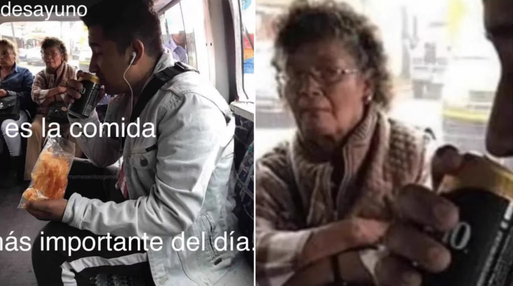 Captan a hombre desayunando cerveza y papas en una combi; caso se viraliza