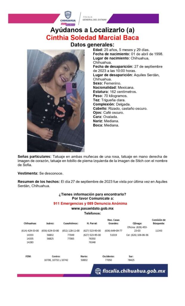 Piden ayuda para localizar a jovencita desaparecida en Aquiles Serdán 