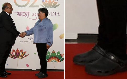 Raquel Buenrostro es criticada por llegar en crocs a cumbre del G20