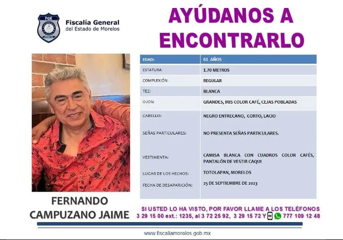 Desaparece Fernando Campuzano, activista de derechos humanos en Morelos