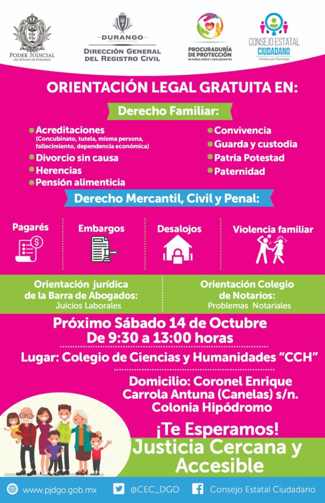 Orientación Legal Gratuita en el CCH, quien necesite ayuda puede acudir: CEC