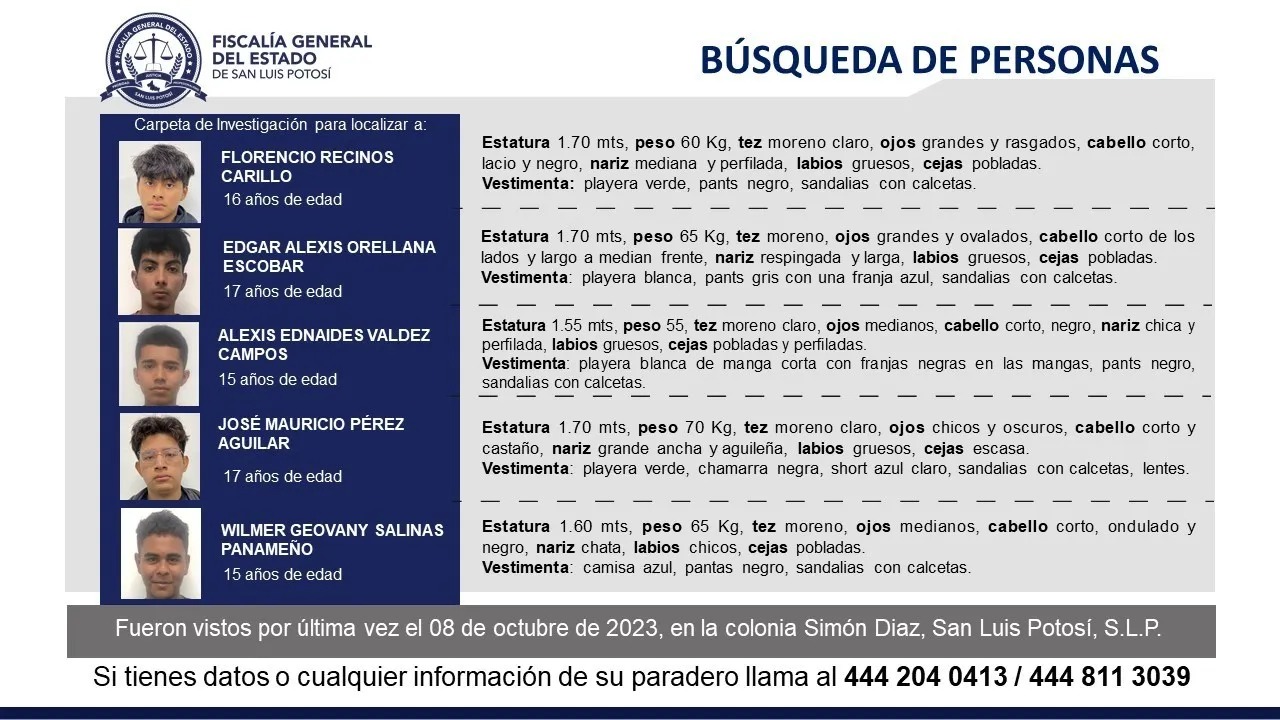 Reportan desaparición de cinco jóvenes migrantes en San Luis Potosí