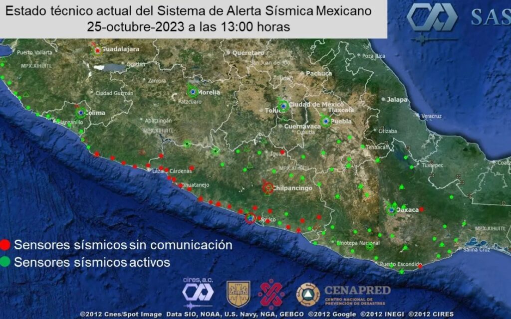 27 sensores de Alerta Sísmica no funcionan tras furioso paso el huracán «Otis»