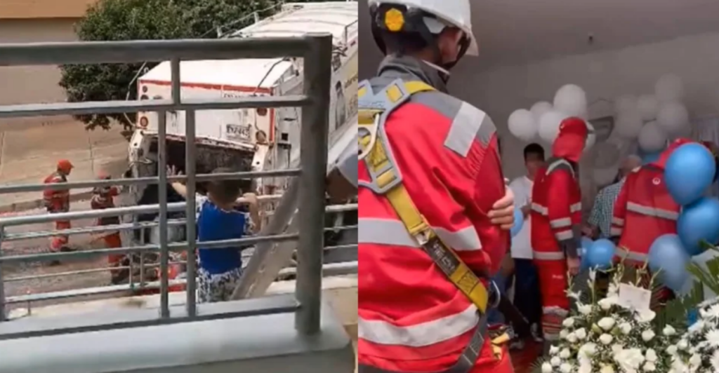 Recolectores de basura asisten al funeral de un niño que siempre los saludaba