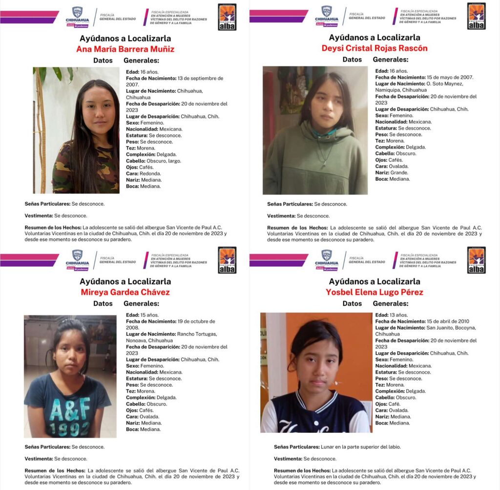 Desaparecen 4 menores de edad, piden ayuda para localizarlas