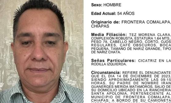 Reportan como desaparecido a Irán Mérida, exalcalde de Frontera Comalapa