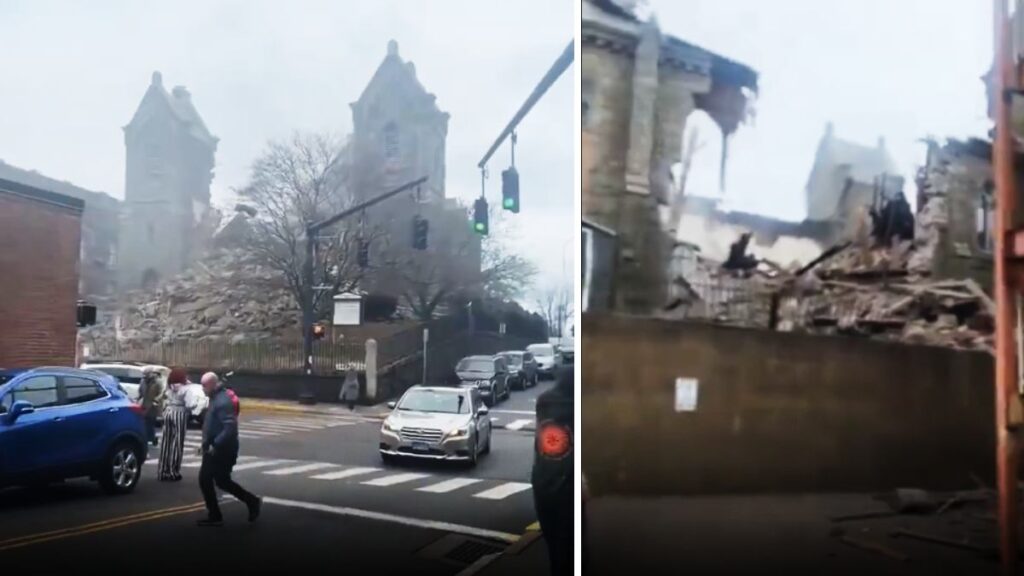 Colapso del techo en iglesia histórica de New London despierta respuesta de emergencia