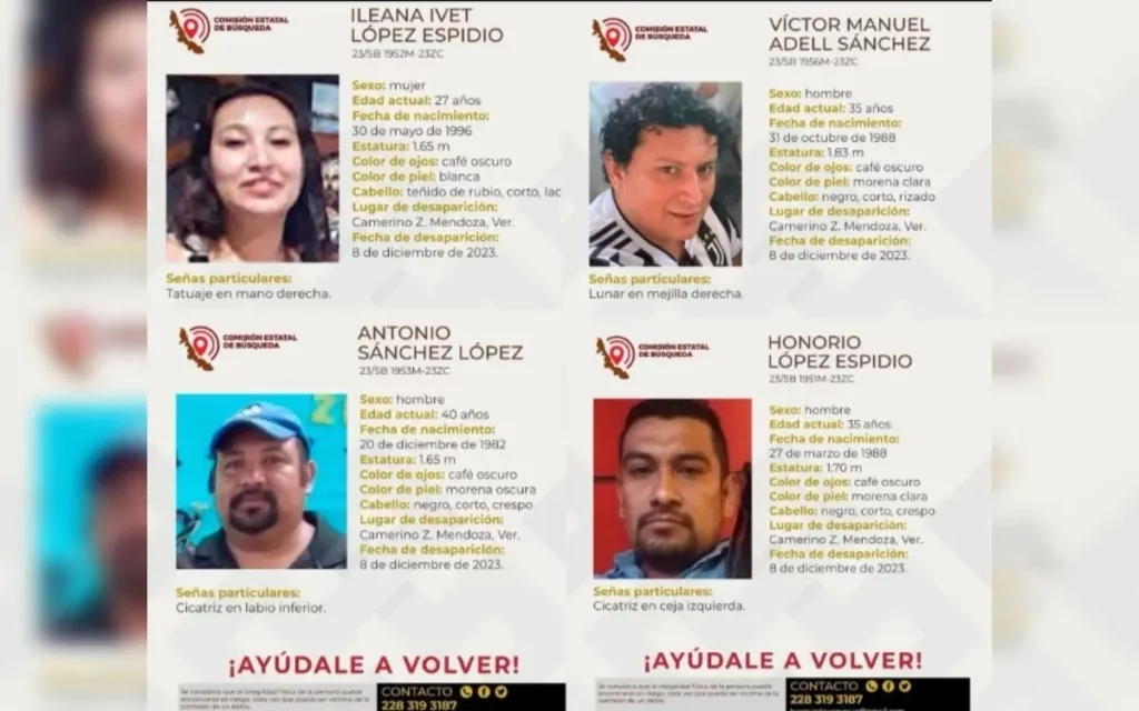 Fiscalía de Veracruz investiga a alcalde y a policías de Camerino Mendoza por desaparecer a cuatro personas
