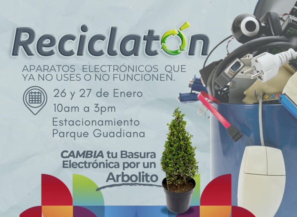 Basura electrónica puede provocar cáncer; SRNMA ofrece Reciclatón, un árbol por tu basura