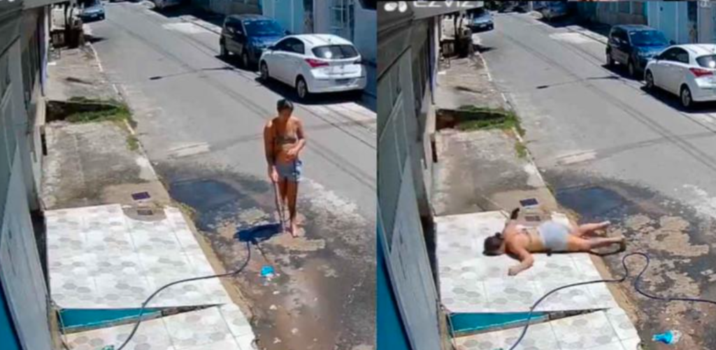 Mujer sufre accidente tras desperdiciar agua