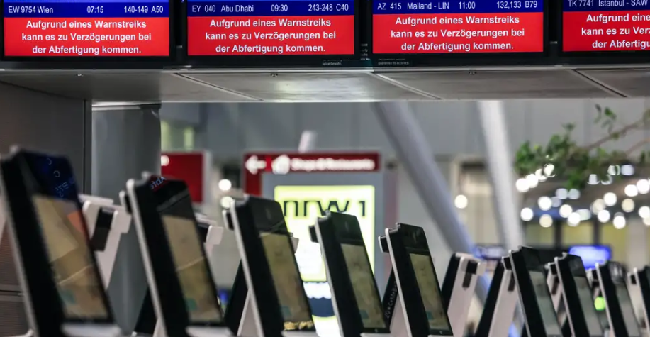 Huelga en aeropuertos alemanes deja más de mil vuelos cancelados