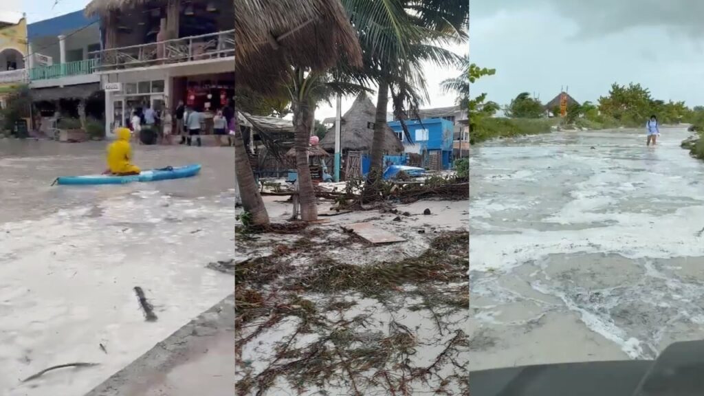 Frente Frío provoca inundaciones y fuertes vientos en Holbox, Quintana Roo
