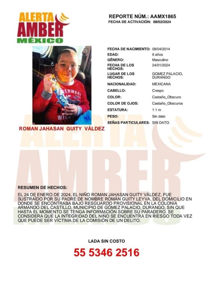 Buscan a niño que se llevó su padre y puede peligrar