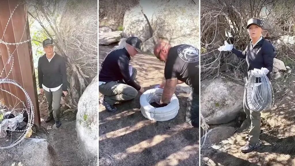 Candidata republicana instala alambre de púas para cerrar brecha en la frontera con México