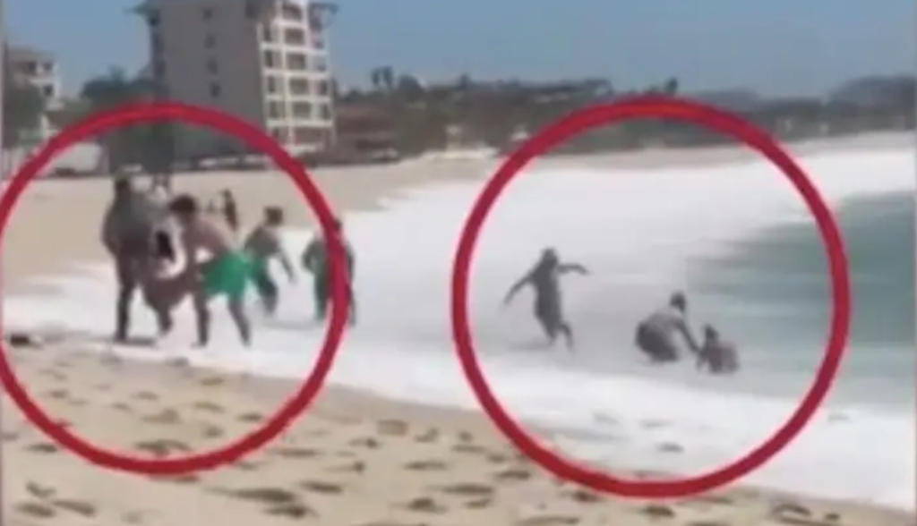 Olas arrastran a visitantes estadounidenses y casi son arrastrados por el mar en BCS