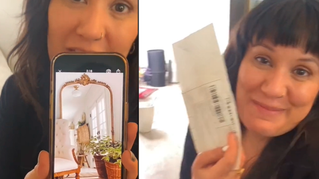 Mujer adquiere espejo en línea por $10,500 y recibe una versión en miniatura