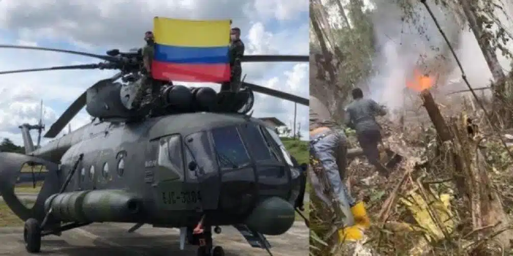 Se desploma helicóptero militar en Colombia; hay nueve muertos