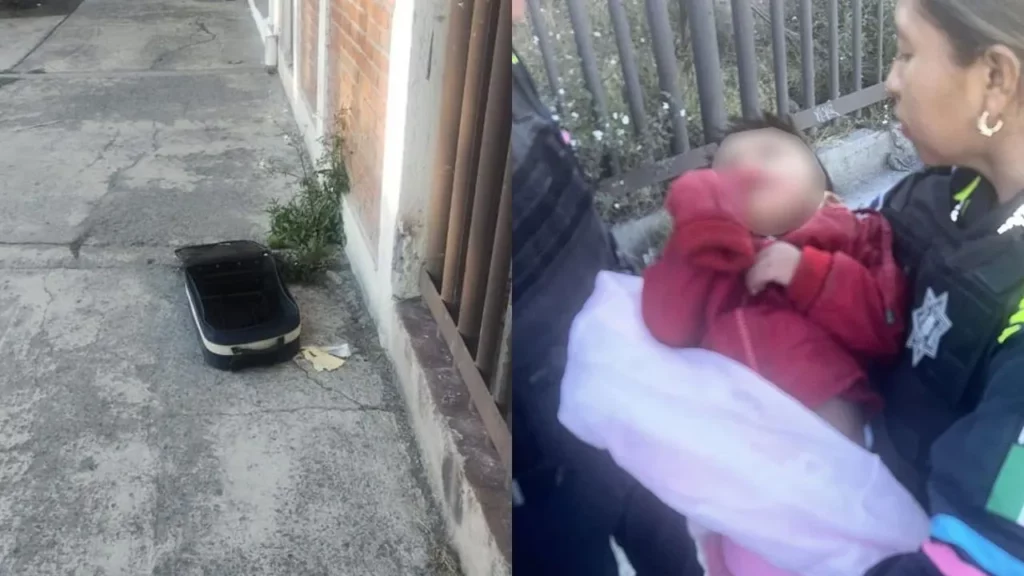 La policía de Puebla descubrió a un niño dentro de una maleta abandonada en la vía pública