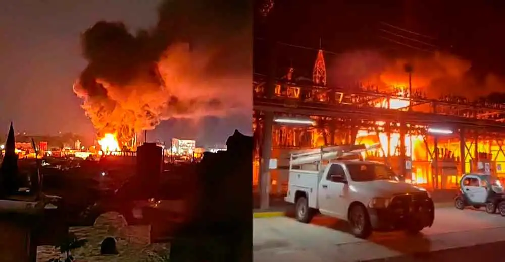 Incendio en base eléctrica de la CFE genera pánico en Puebla