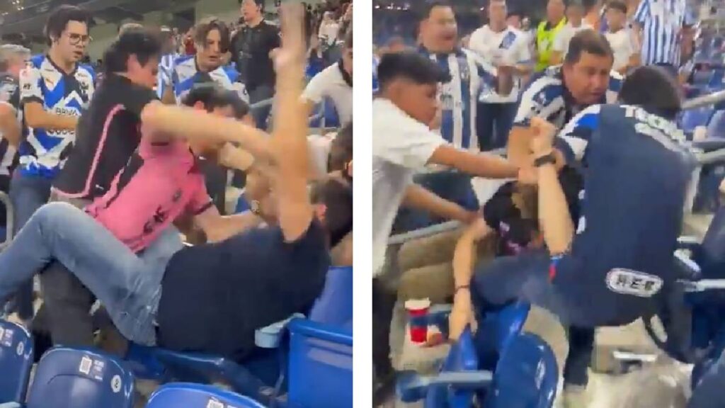 En el partido entre Rayados e Inter de Miami, los aficionados se enfrentan en las gradas a golpes