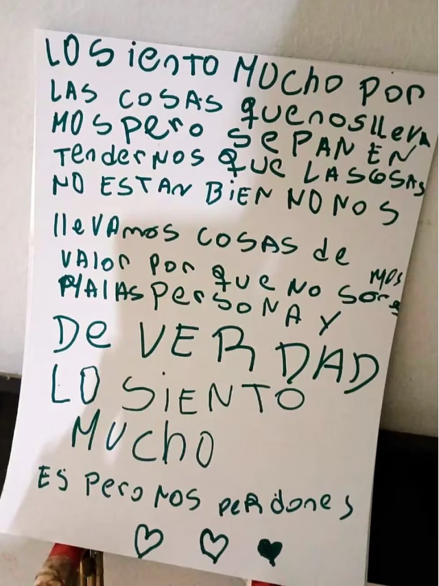 Roban jardín de niños y dejan una nota de disculpas 'Sepan entendernos'