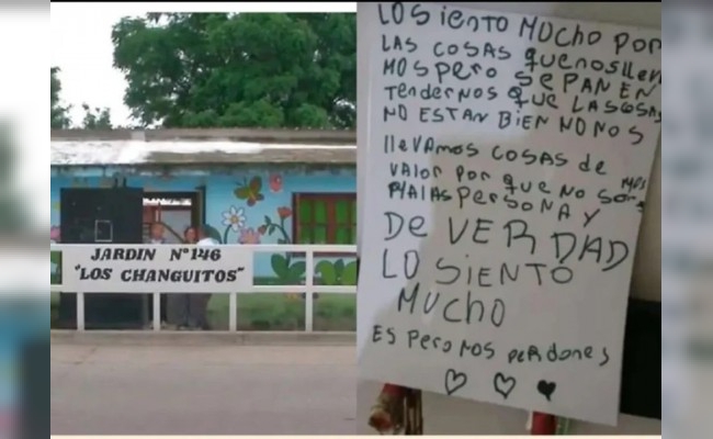 Roban jardín de niños y dejan una nota de disculpas: ‘Sepan entendernos’