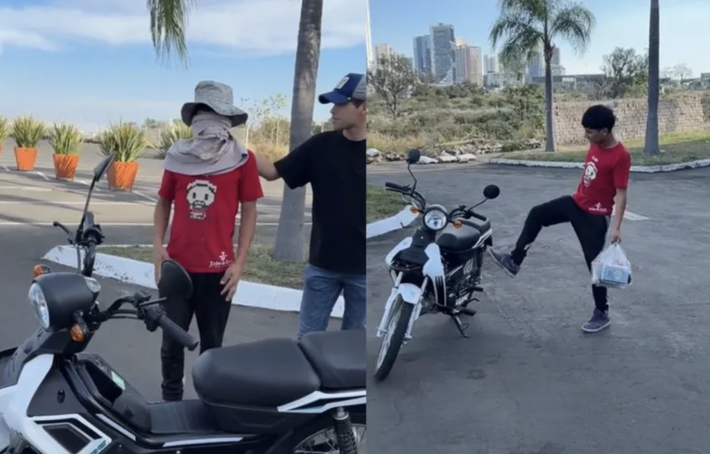 Un repartidor rechaza una moto nueva regalada por el influencer HotSpanish