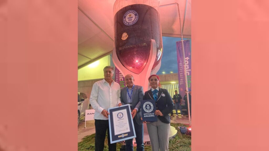 Guanajuato se alza con el récord Guinness por la copa de vino más grande