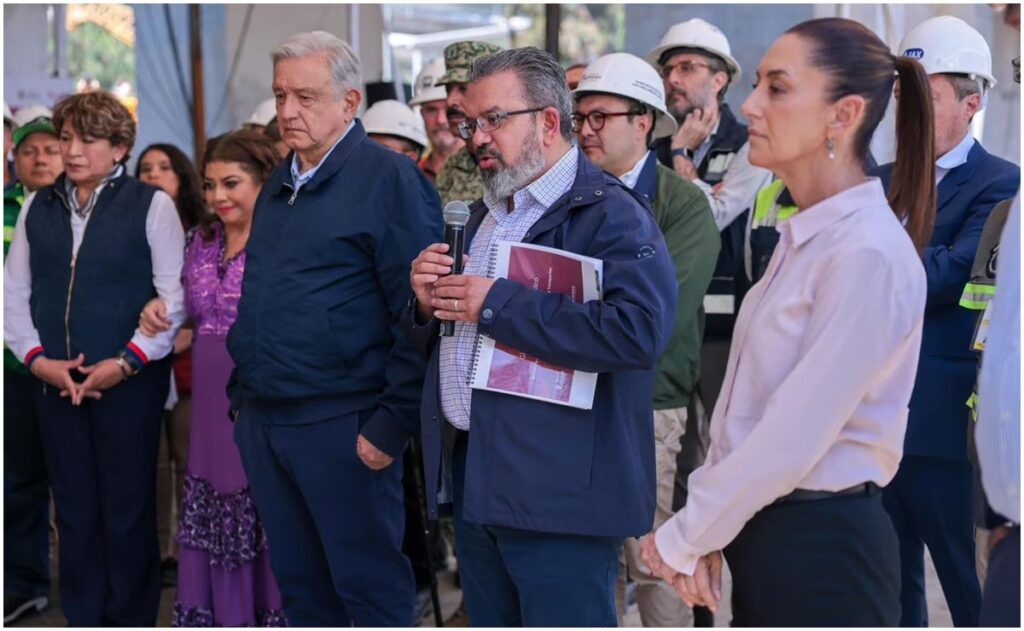 Sheinbaum y AMLO supervisan obras de tren suburbano, tren El Insurgente y Trolebús de Chalco