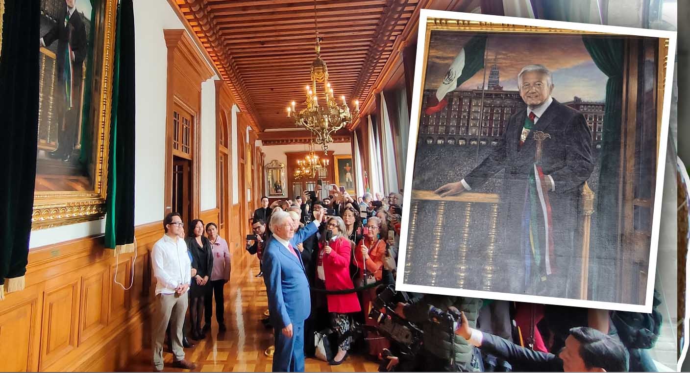 AMLO devela retrato en óleo que estará en la Galería de los Presidentes