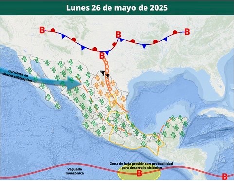 Pronostica el SMN lluvias fuertes, calor extremo y posibles torbellinos en el país