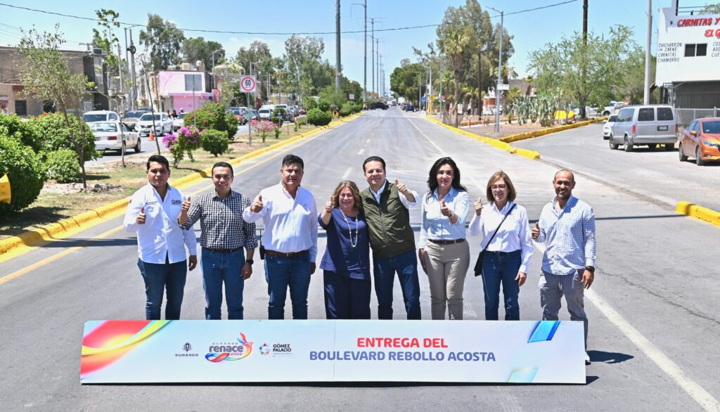 Esteban y Lety entregan moderno bulevar Rebollo Acosta con 10 carriles para mejorar movilidad y seguridad en Gómez Palacio