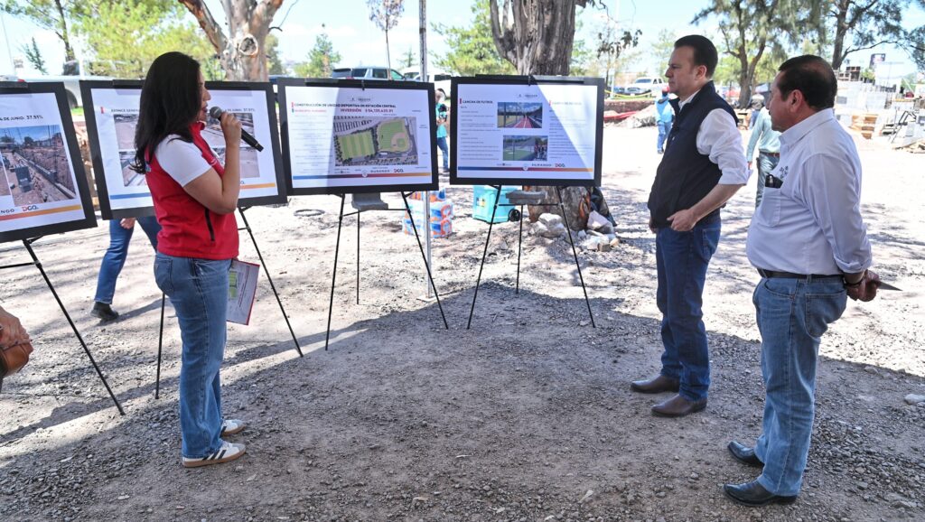 Más deporte, seguridad y recreación familiar para Durango con la transformación de Estación Central; Esteban y Bonifacio supervisan avance de la obra