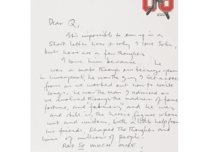 Una carta inédita de Paul McCartney sobre John Lennon sacude al mundo del coleccionismo: podría alcanzar cifras históricas en subasta internacional