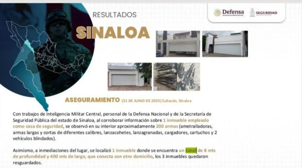 Fuerzas federales localizan túnel de 400 metros en Culiacán, confirma Harfuch