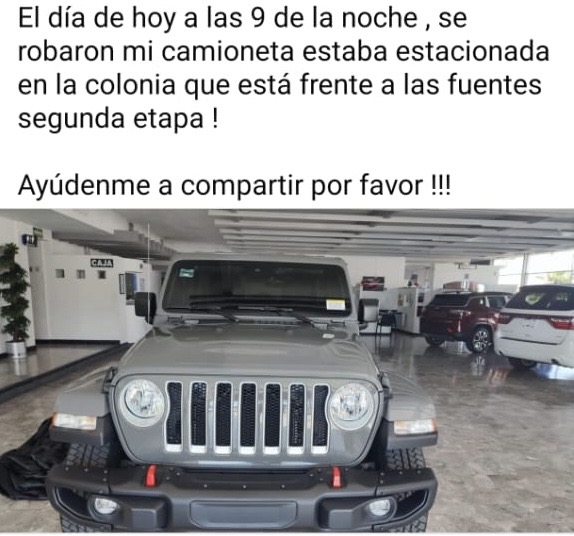 Roban camioneta frente a Las Fuentes II en Parral; piden ayuda para localizarla