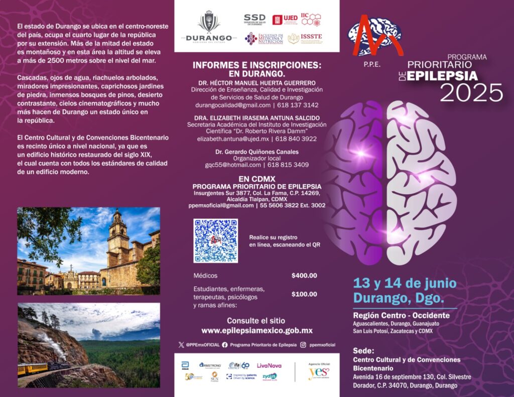 Invitan a la población a participar en la Reunión Regional de Epilepsia llega a Durango este 13 y 14 de junio