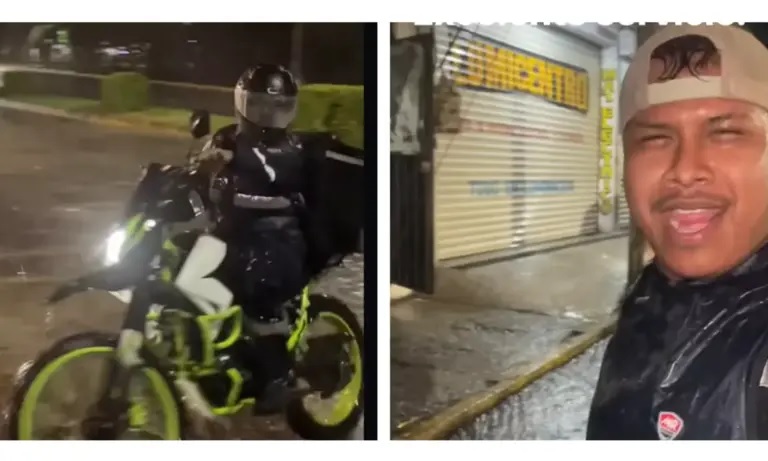 VIDEO: “¿Por qué no te hiciste un huevo?”: Repartidor entrega pizza bajo la lluvia y se vuelve viral por su simpatía