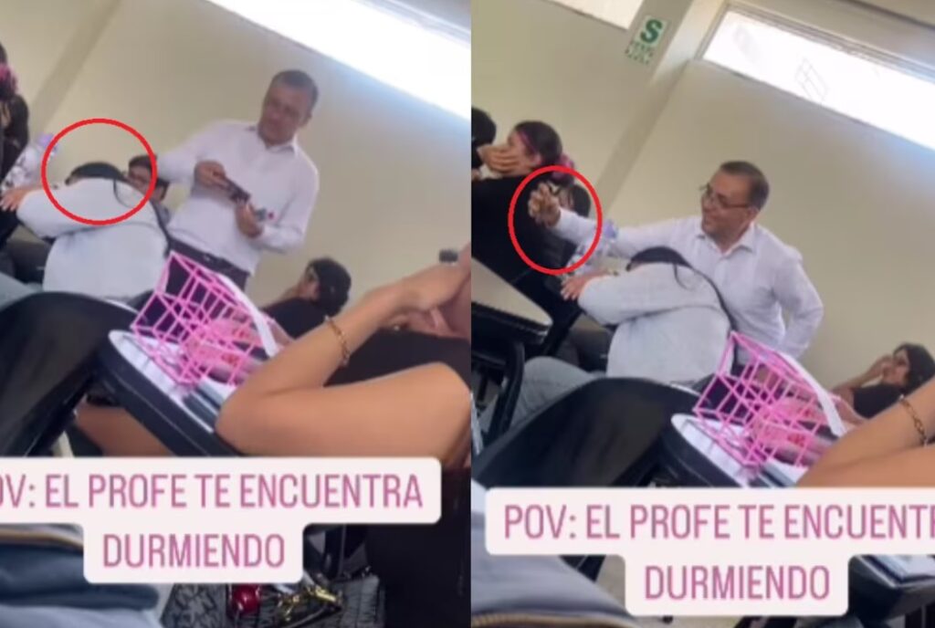 Maestro sorprende a alumna dormida en clase y le toma foto