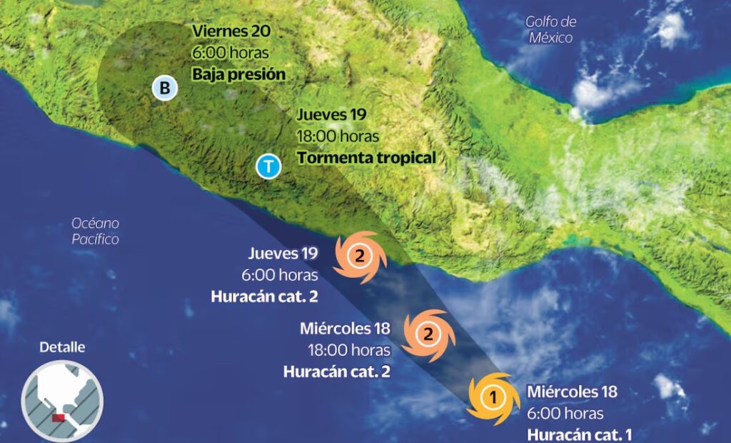 Huracán «Erick» alcanza categoría 1 y se prevé impacto en Oaxaca y Guerrero