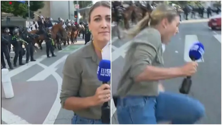 VIDEO: Reportera fue herida por bala de goma en pleno enlace en vivo durante protestas en Los Ángeles
