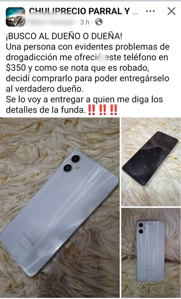 Gesto honesto en Parral: compra celular robado para devolverlo