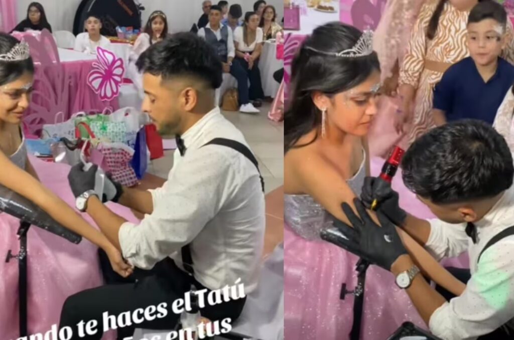 Quinceañera se tatuó en plena fiesta