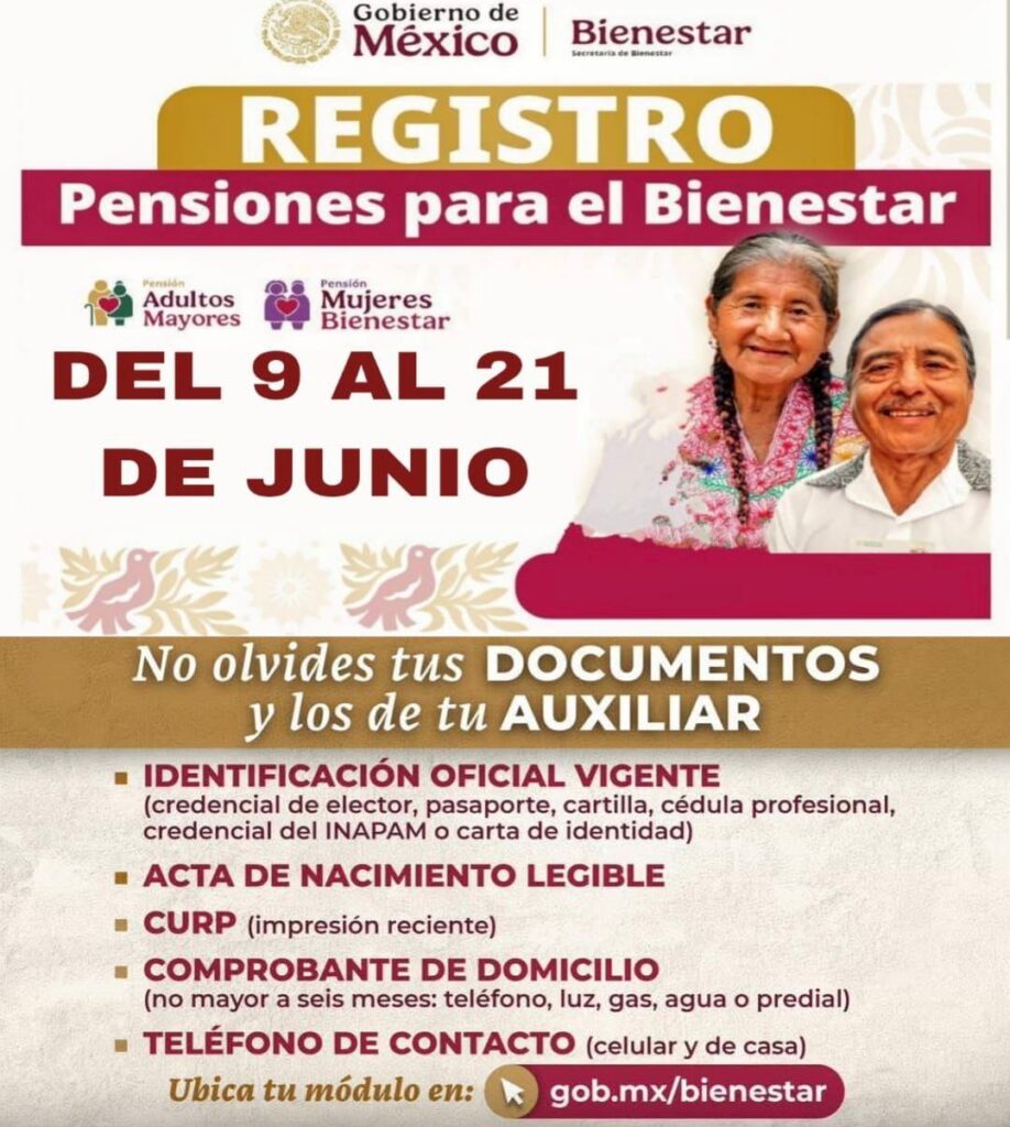 Inicia registro para pensiones del Bienestar en Guadalupe Victoria