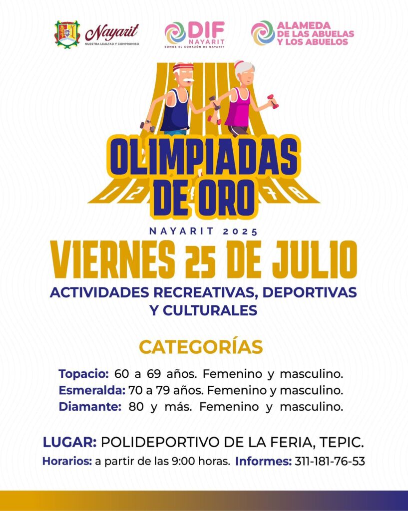 ¡Adultos mayores de todo Nayarit!  Prepárense para demostrar su energía en las Olimpiadas de Oro 2025.