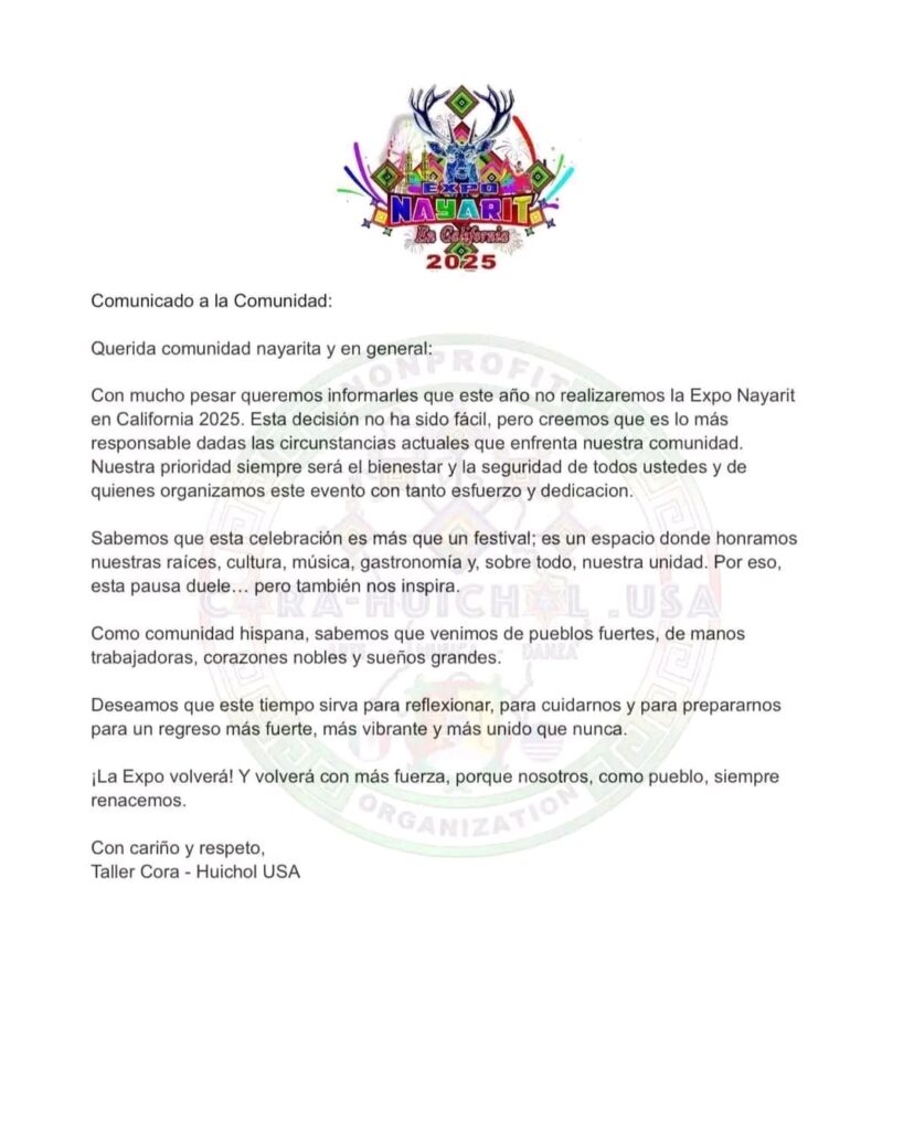 Suspenden Expo de Nayarit en California, por la tensión imperante en esta entidad de EUA