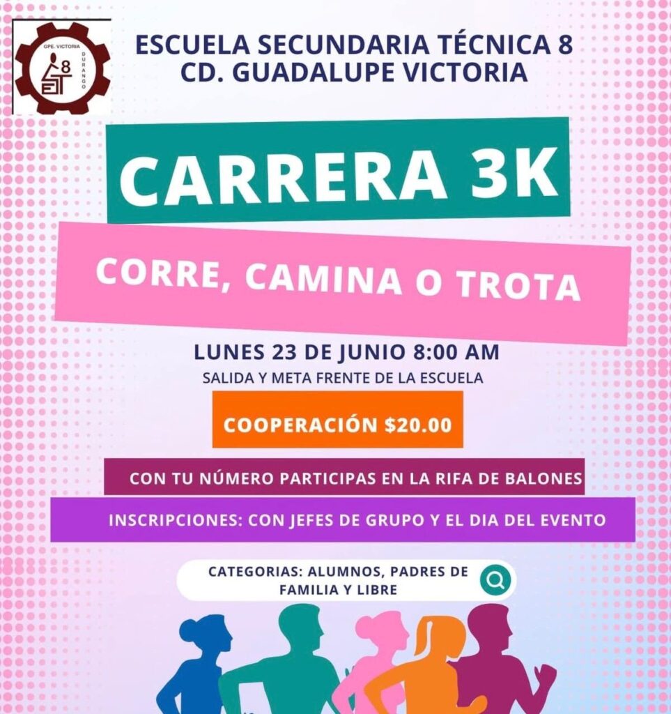 Secundaria Técnica 8 invita a su Carrera 3K este 23 de junio: ¡Corre, camina o trota!