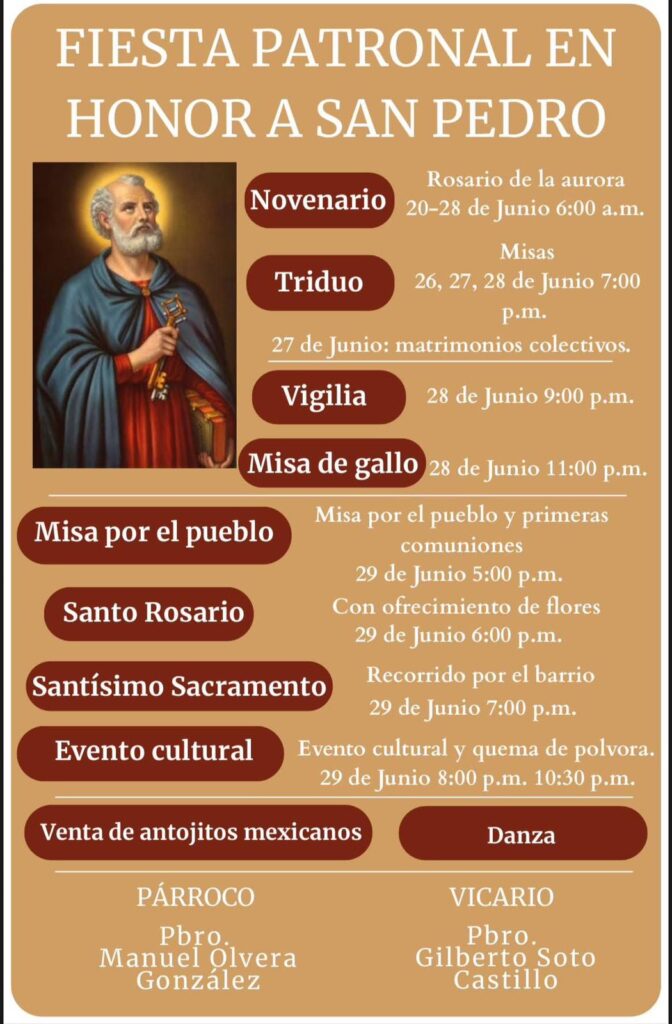 Invitan a la Fiesta Patronal en Honor a San Pedro en Guadalupe Victoria